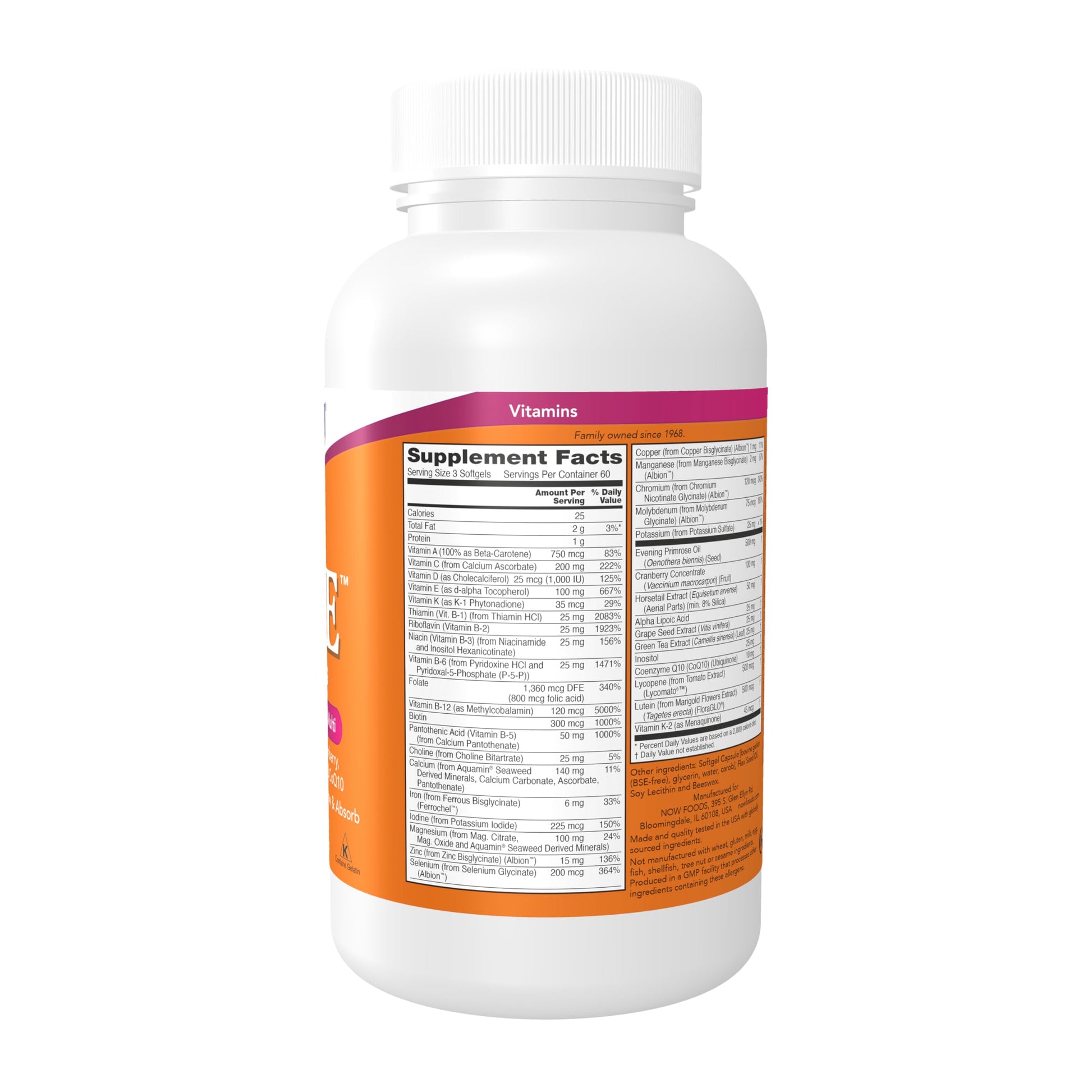 NOW Foods Supplements, Eve™ Women's Multivitamin with Evening Primrose, Cranberry, Green Tea, Horsetail Silica & CoQ10, 180 Softgels NOW FoodsAu supplements