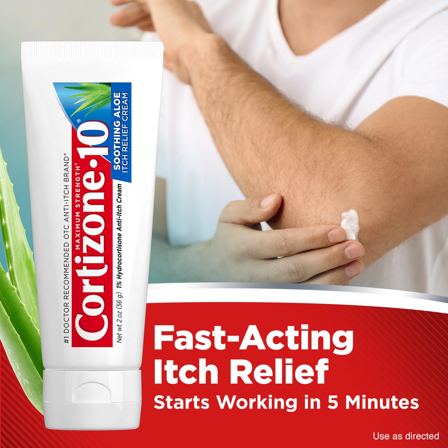Cortizone-10 Maximum Strength Soothing Aloe Itch Relief Cream, 1% Hydrocortisone, Fast-Acting, Anti-Itch Cream for Bug Bites, Rash, Eczema, Psoriasis, Poison Ivy, Oak, Sumac, 2 oz (Pack of 4) Cortizone 10Au supplements