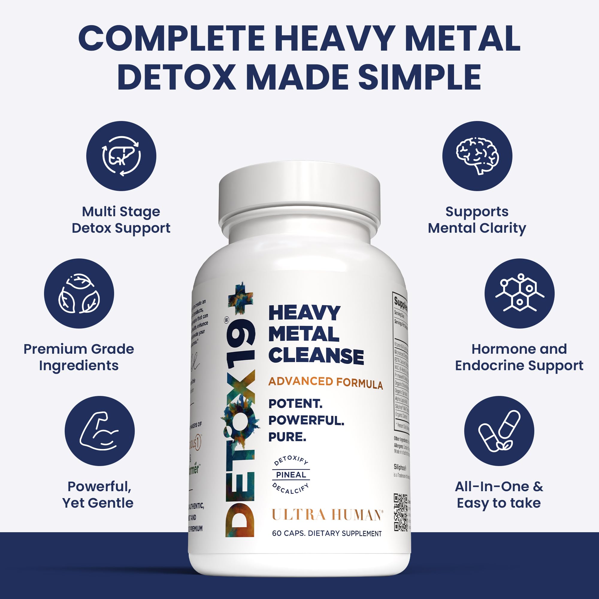 Ultra Human Daily Wellness Support – Heavy Metal Detox Cleanse, with Zeolite, Shilajit, Organic Chlorella & Spirulina, NAC & Alpha Lipoic. Supports Daily Detox, Cognition, Immune System -(Made in USA) Ultra HumanAu supplements