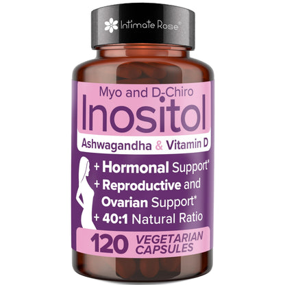 Myo-Inositol & D-Chiro Inositol 40:1 Blend + Vitamin D3 + Ashwagandha - Vegan Capsule Intimate RoseUS supplements