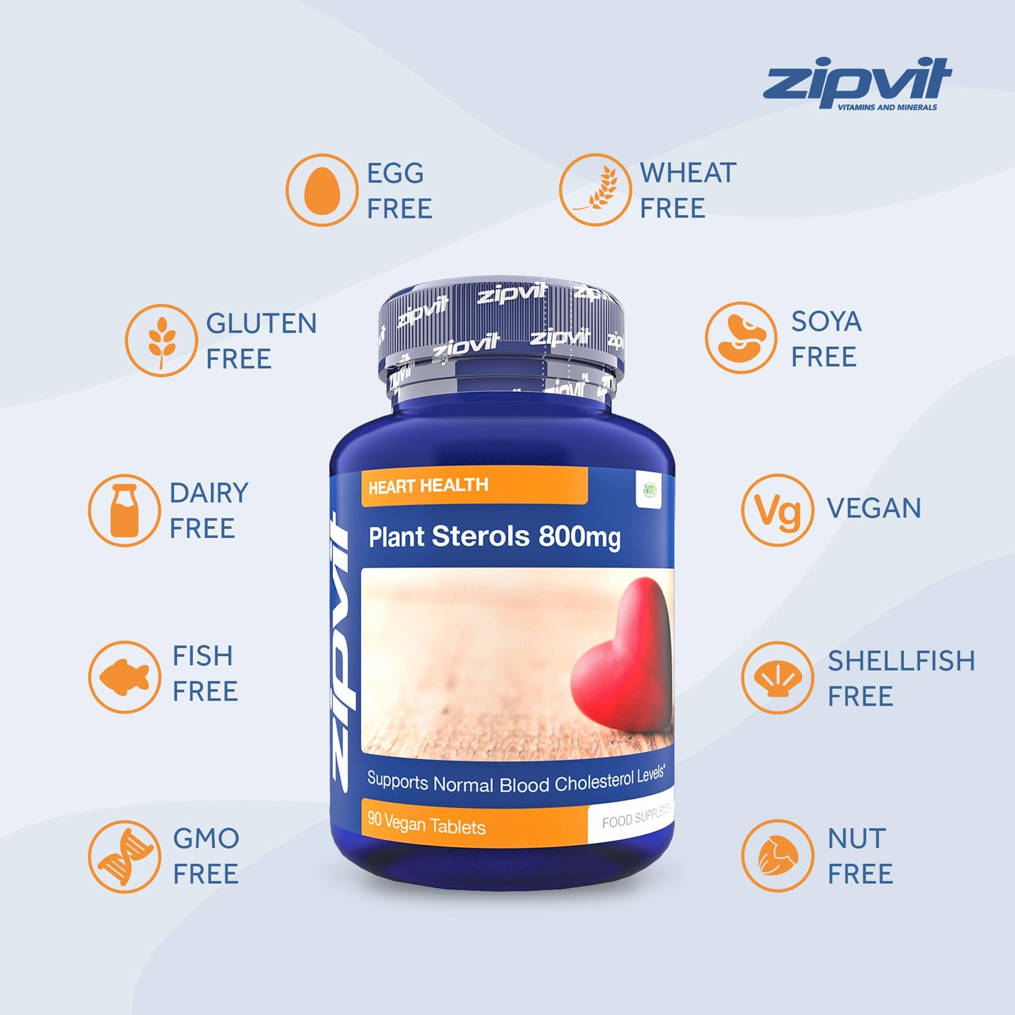Plant Sterols High Strength 800mg, 90 Vegan Tablets, Supports and Helps Lower ZipvitUS supplements