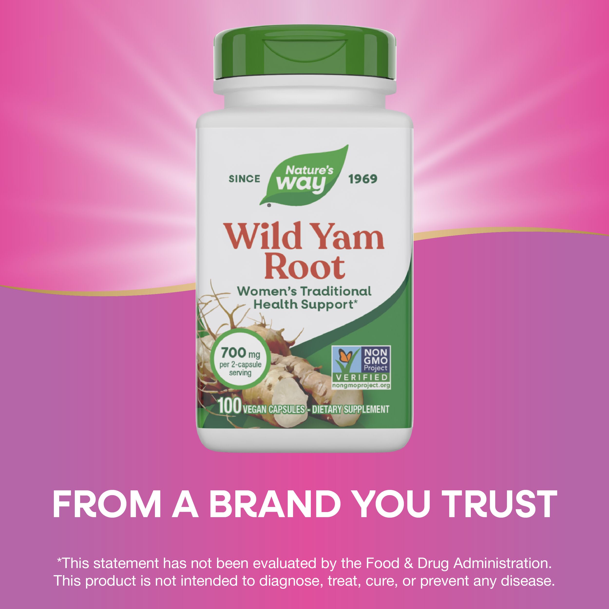 Nature's Way Wild Yam Root Capsules, Women's Traditional Health Support*, 700 mg per 2-Capsule Serving, Non-GMO Project Verified, 100 Vegan Capsules (Packaging May Vary) Nature's WayAu supplements