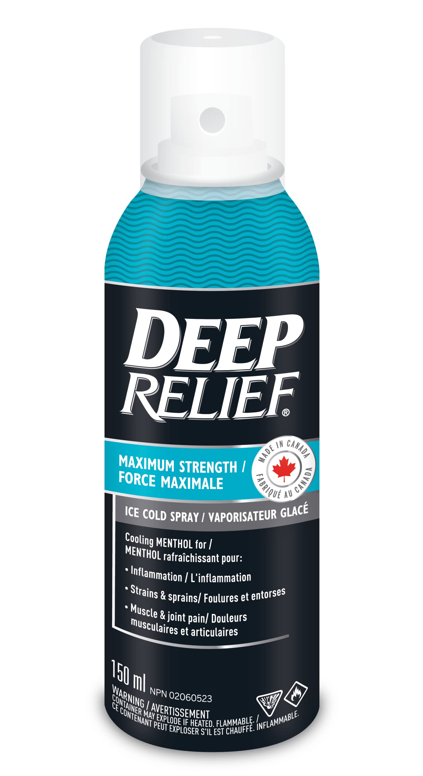 Deep Relief Ice Cold Spray, 150ml - Plastic Bottle, Spray, Cold Therapy, Turquoise, 5.3cm x 5.3cm x 17.1cm Deep ReliefAu supplements