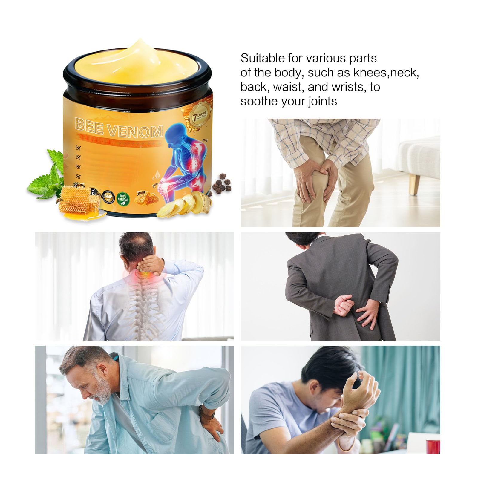 2 Pcs Bee Venom Joint Treatment Cream, Throughout Release Joint Activities Muscle and Massage Relief Gel. YaperAu supplements