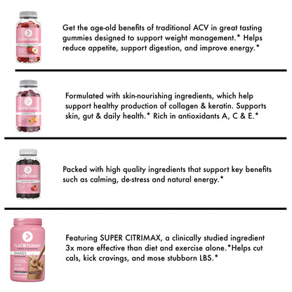 Flat Tummy Gummies Bundle with Apple Cider Vinegar Gummies, Superfruits Gummies Flat Tummy TeaUS supplements
