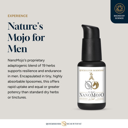 Quicksilver Scientific NanoMojo - Male-Specific Endurance Elixir & Energy Boost Support - 19 Herbs Including Epimedium for Men, Rhodiola Extract, Herbal Ginseng, and Adaptogenic Herbs (1.7oz / 50ml) Quicksilver ScientificUS supplements