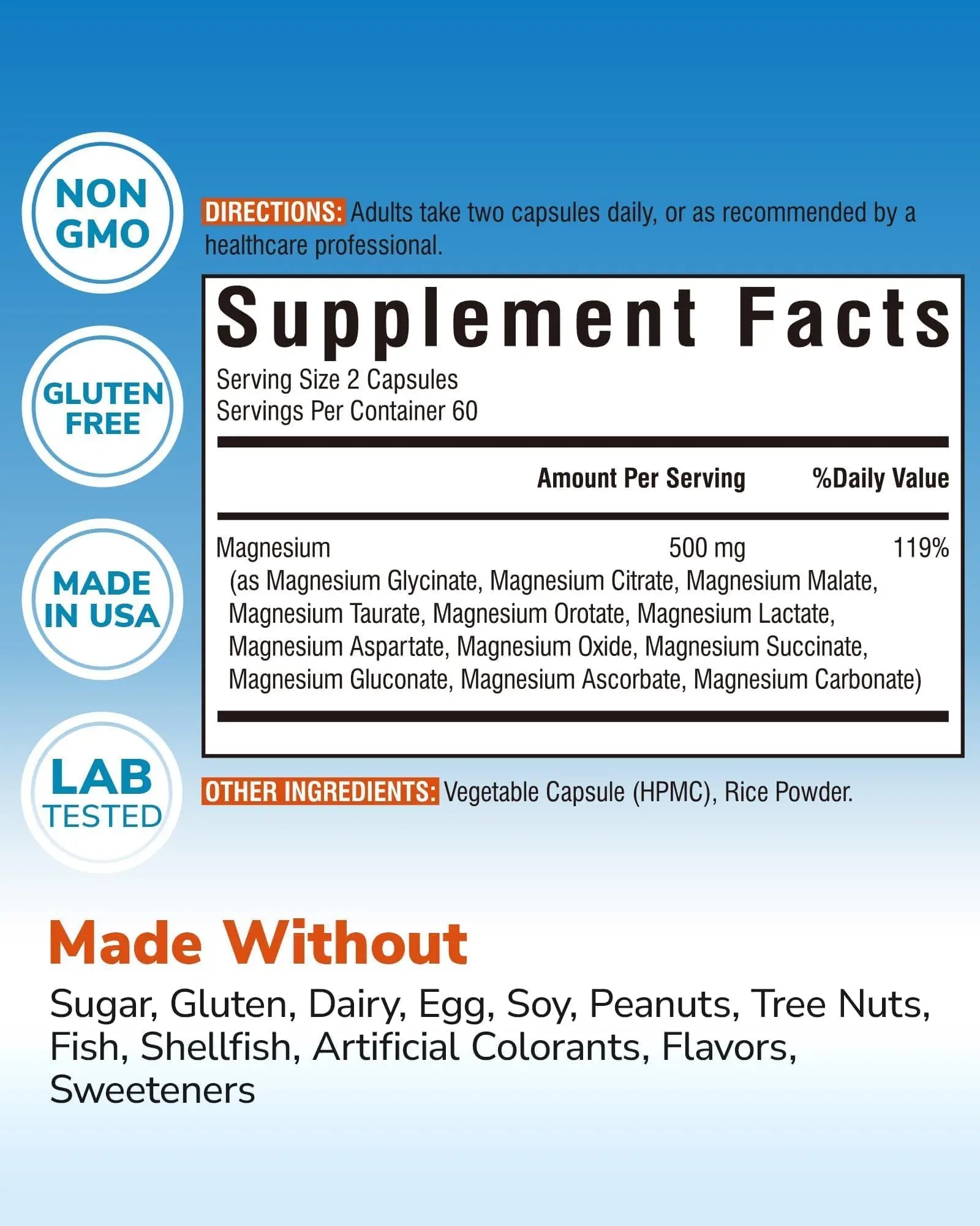 Vitalibre 12 in 1 Magnesium Complex Supplement 500mg | Max Absorption Chelated Magnesium Glycinate Citrate Malate & More for Bone, Nerve & Digestive Support | Non-GMO Vegan Capsules (120 Count) Vitalibrenz supplements