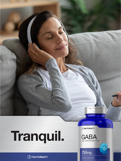 GABA 750mg | 180 Capsules | Gamma Aminobutyric Acid Supplement HorbäachUS supplements