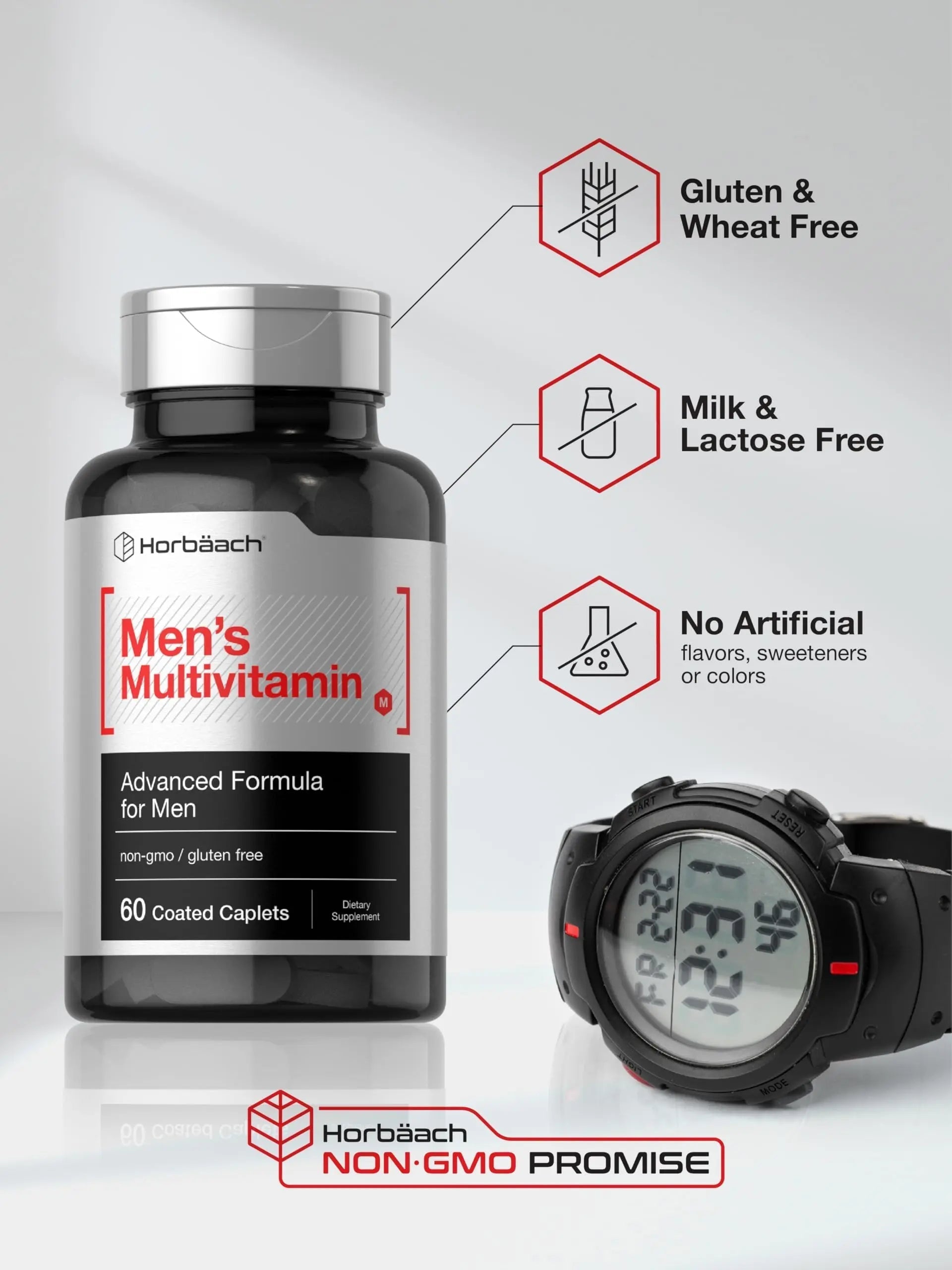 Horbäach Mens Multivitamin | 60 Caplets | Advanced Formula | with Vitamin C, D, Magnesium, Minerals & More | HorbäachAu supplements