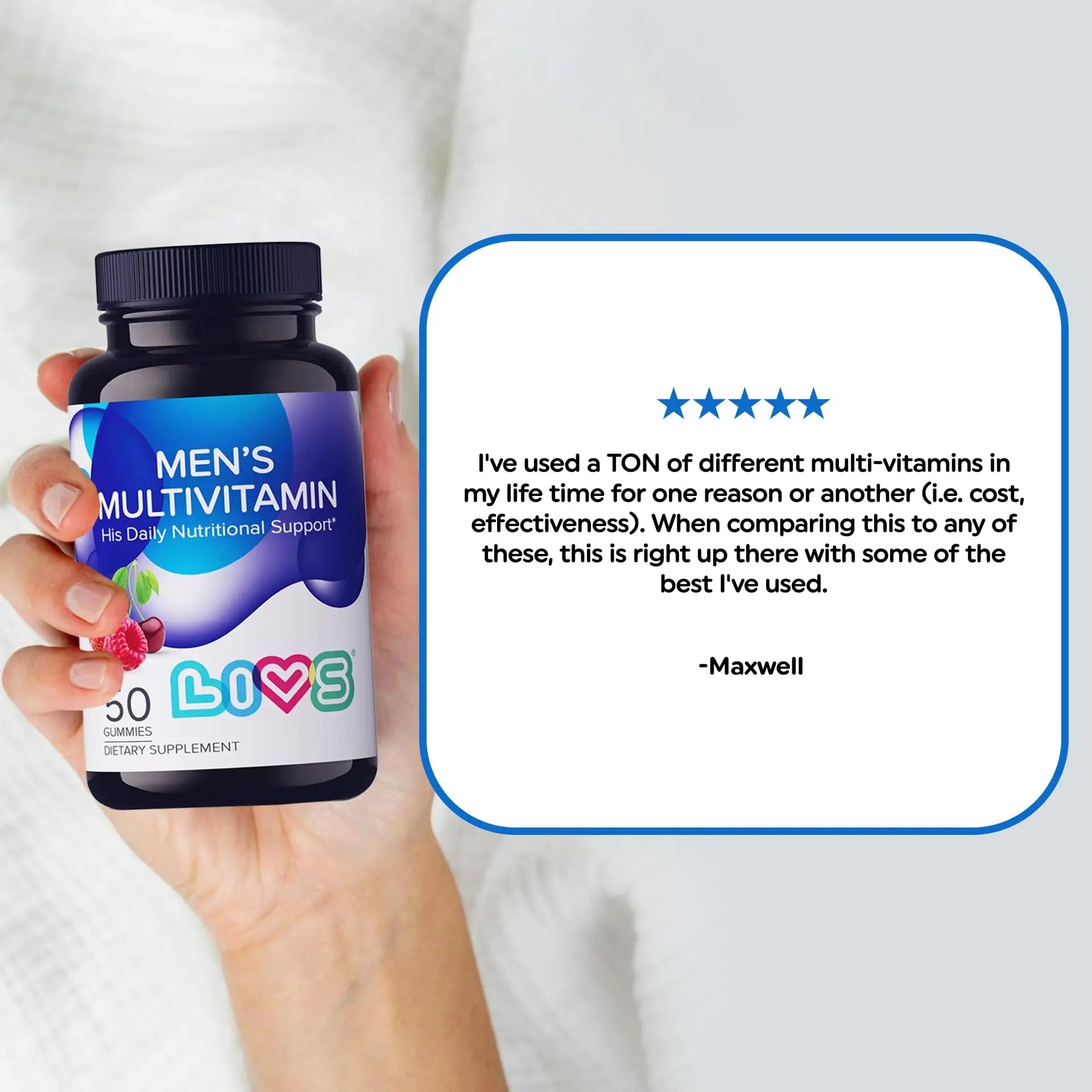 LIVS Men’s Multivitamins Gummies | Chewable Multivitamins for Men Health, Iron & Immune Support | Daily Vitamins with Zinc, Vitamin D3, B12, Biotin & More | LIVSAu supplements