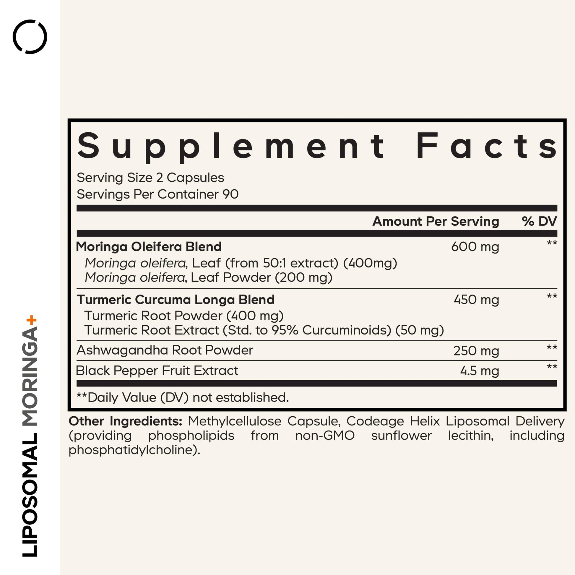 Codeage Liposomal Moringa+ Supplement, 400mg Moringa 50:1 Extract - Turmeric, Ashwagandha, Black Pepper, 3-Month Supply, Vegan Moringa Powder - 180 Capsules CodeageAu supplements