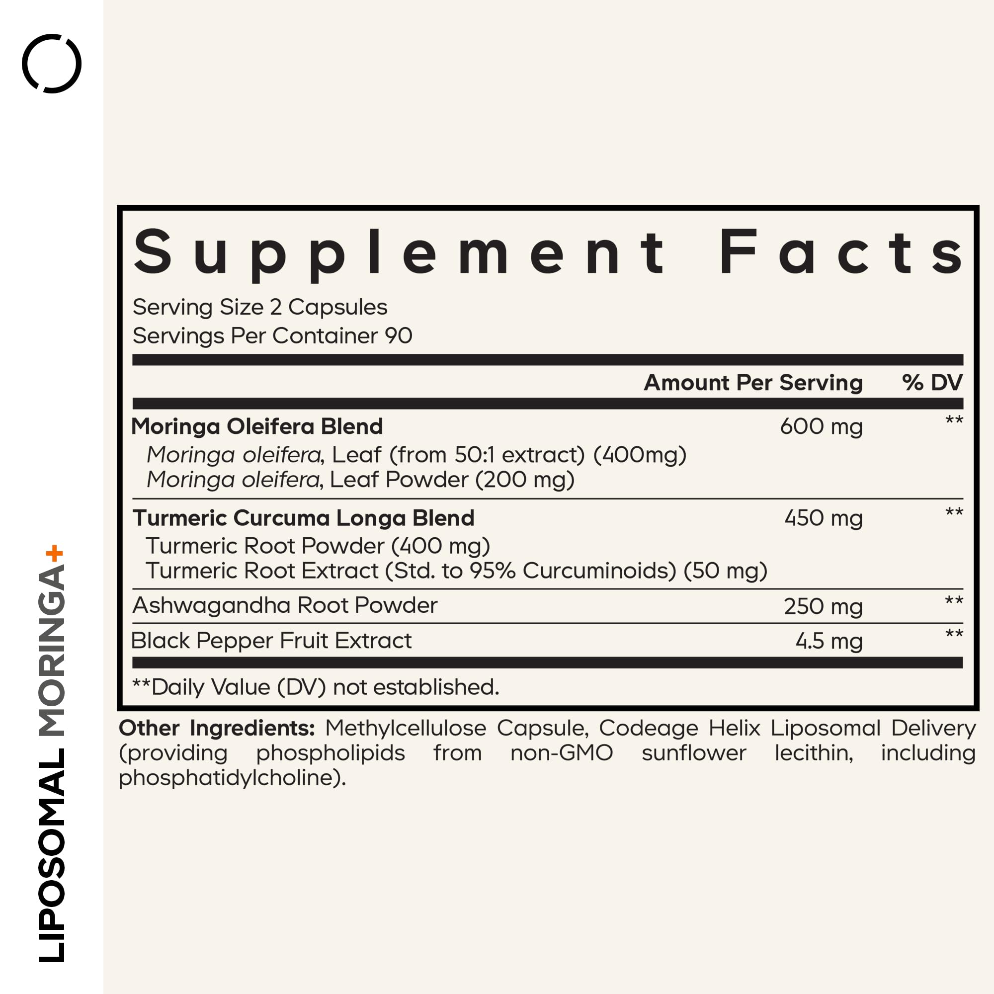 Codeage Liposomal Moringa+ Supplement, 400mg Moringa 50:1 Extract - Turmeric, Ashwagandha, Black Pepper, 3-Month Supply, Vegan Moringa Powder - 180 Capsules CodeageAu supplements