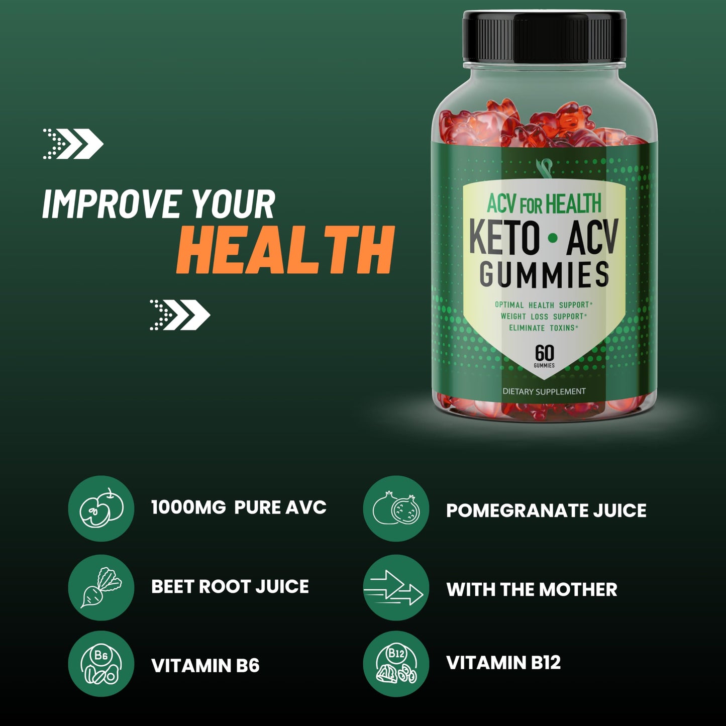 Sunrise Life ACV for Health | Keto Gummies | Weight Loss, Ketosis Support | Pomegranate Sunrise LifeUS supplements