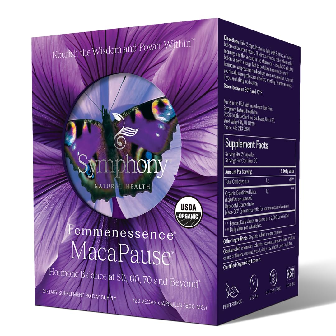 Femmenessence® MacaPause® – Clinically Proven Postmenopausal Organic Vegan Supplement for Natural Hormone Balance, Menopause Symptom Relief, Bone & Heart Health (120 Capsules, 30 Day Supply) Natural Health InternationalAu supplements