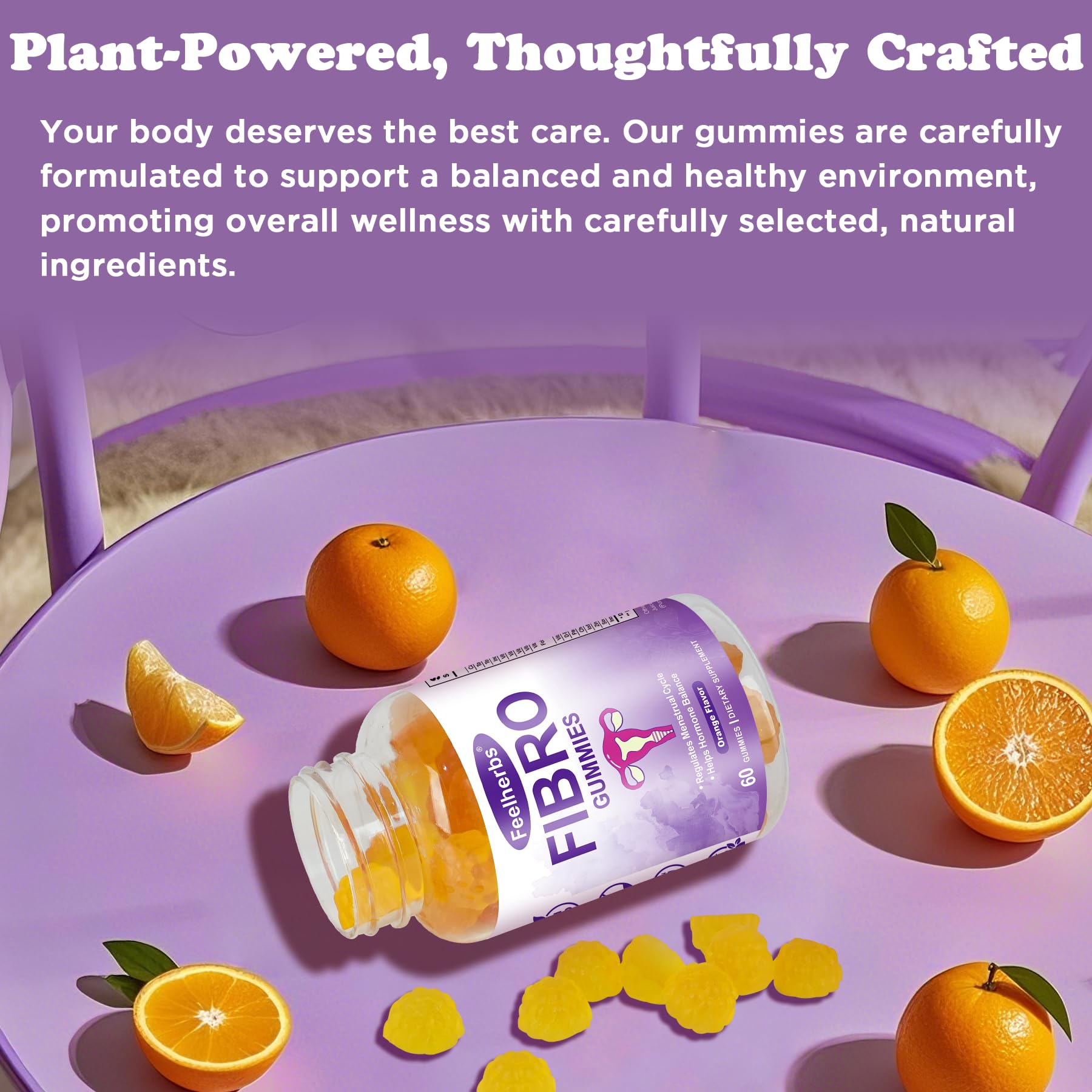 Fibro Gummies for Women Ovarian, Multivitamin Gummies for Hormone Balance, Ovarian Support Inositol Gummy with Vitamin A, E, and Minerals, 60 Count FeelherbsAu supplements