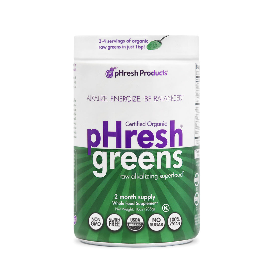 pHresh - Greens Raw Alkalizing Superfood Greens Powder - 2 Month Supply - Vegan, Kosher, Gluten Free - Natural Enzymes, Nutrients - Approved for Intermittent Fasting - 10 oz Phresh ProductsAu supplements
