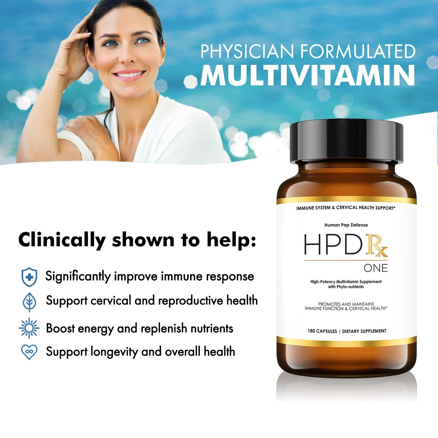 HPD Rx ONE Immunity Boost Multivitamin | HPV Supplements for Women and Men, 2 Pack HPD RxUS supplements