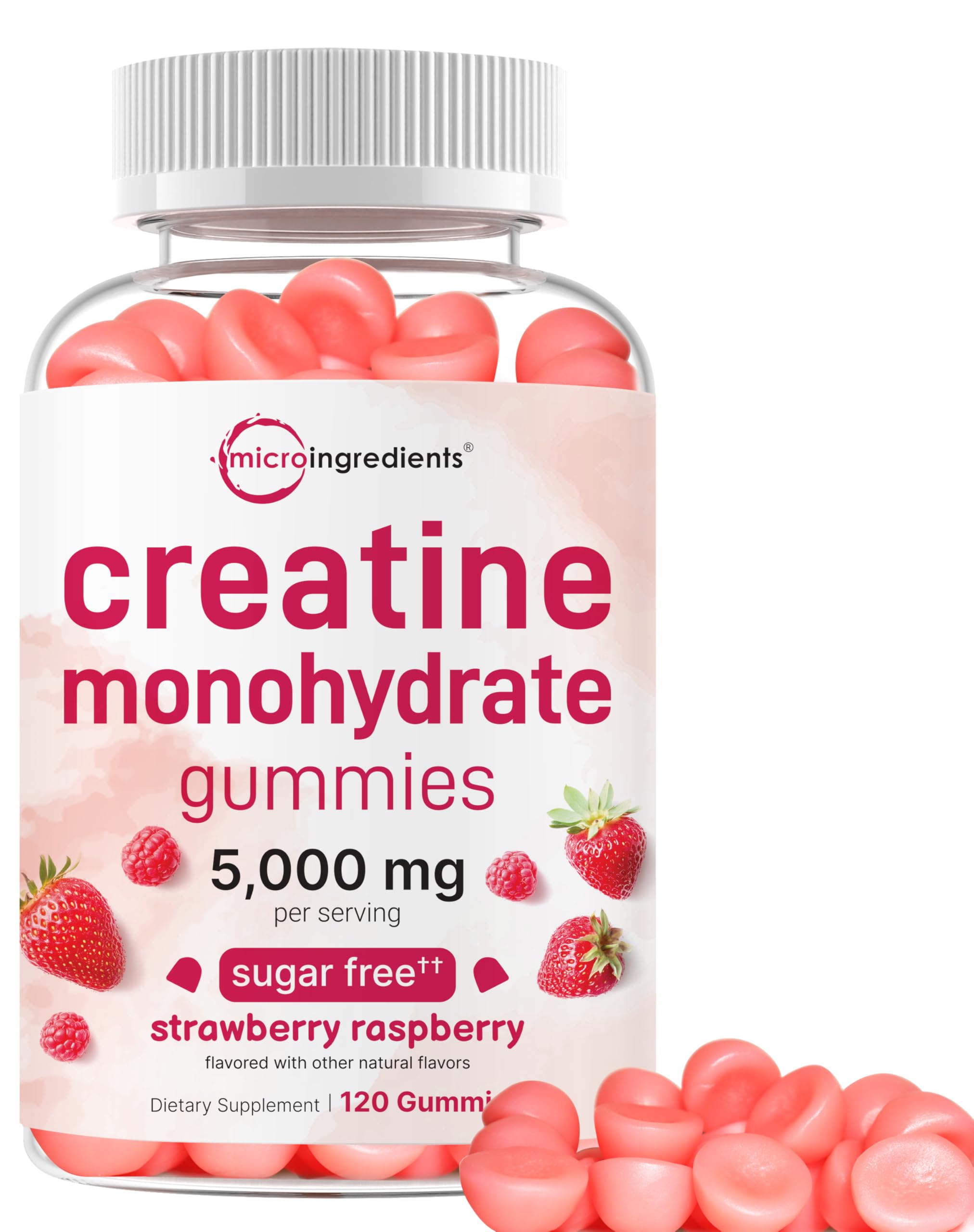 Creatine Monohydrate Gummies 5,000mg Per Serving, 120 Count | Sugar Free Strawberry Raspberry Flavored | Creatine for Women & Men | Pre Workout + Muscle Strength & Recovery Support | Non-GMO Micro IngredientsAu supplements