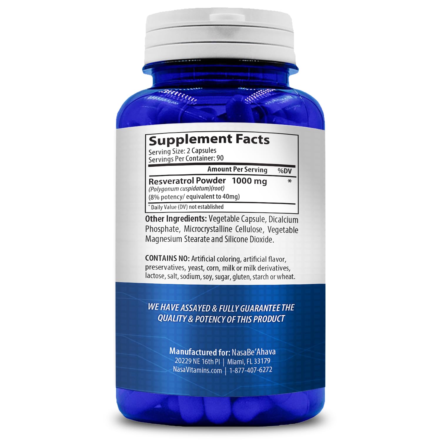 NASA Beahava 100% Pure Resveratrol - 1000mg Per Serving Max Strength (180 Capsules) NasaBeahavaAu supplements