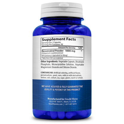 NASA Beahava 100% Pure Resveratrol - 1000mg Per Serving Max Strength (180 Capsules) NasaBeahavaUS supplements