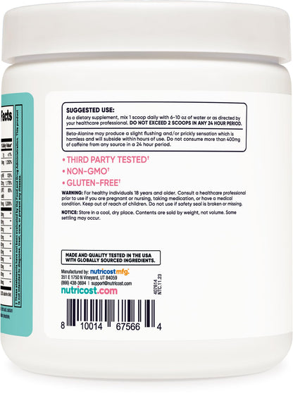Nutricost Pre-Workout Powder for Women, Blue Raspberry, 30 Servings NutricostUS supplements