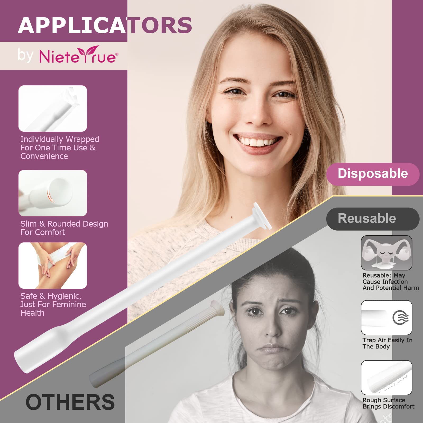 Nieteyrue (40 Packs) Disposable Vaginial Applicators Individually Wrapped Hygienic Fit NieteyrueAu supplements