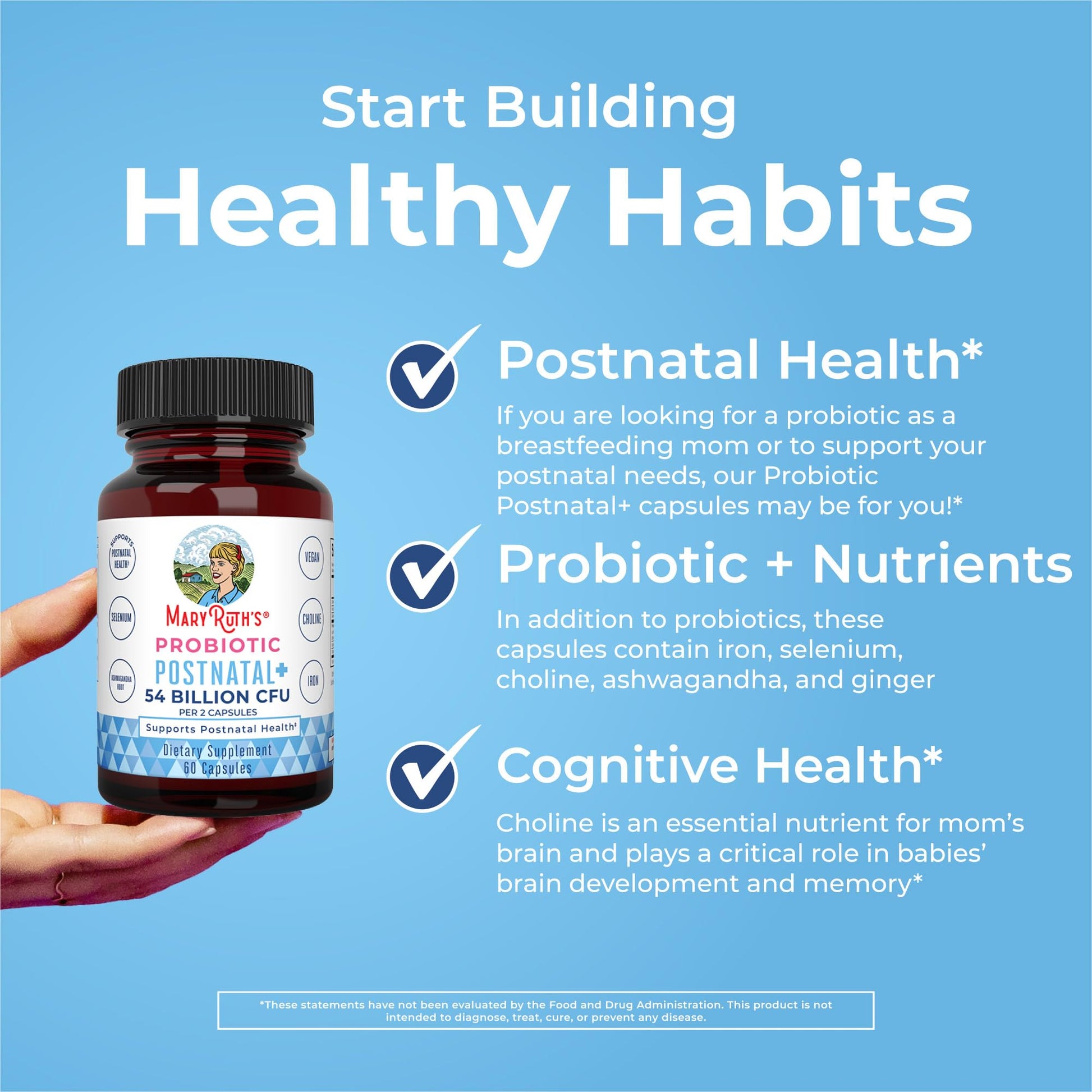 MaryRuth Organics Postnatal Probiotics for Breastfeeding Women | Nursing Probiotic Capsules with Vitamins | Minerals & Antioxidants | 54 Billion CFU | Non-GMO | Vegan | 30 Servings MARYRUTH'SUS supplements