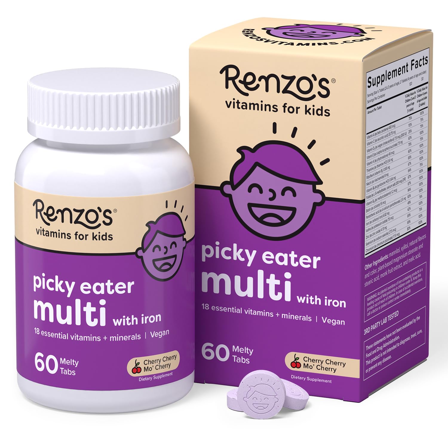 Renzo's Vitamins Adventurous Kid Bundle - Picky Eater Kids Multivitamin, Vitamin D3 for Kids, and Bright & Brainy Vitamin B6 Renzo'sUS supplements