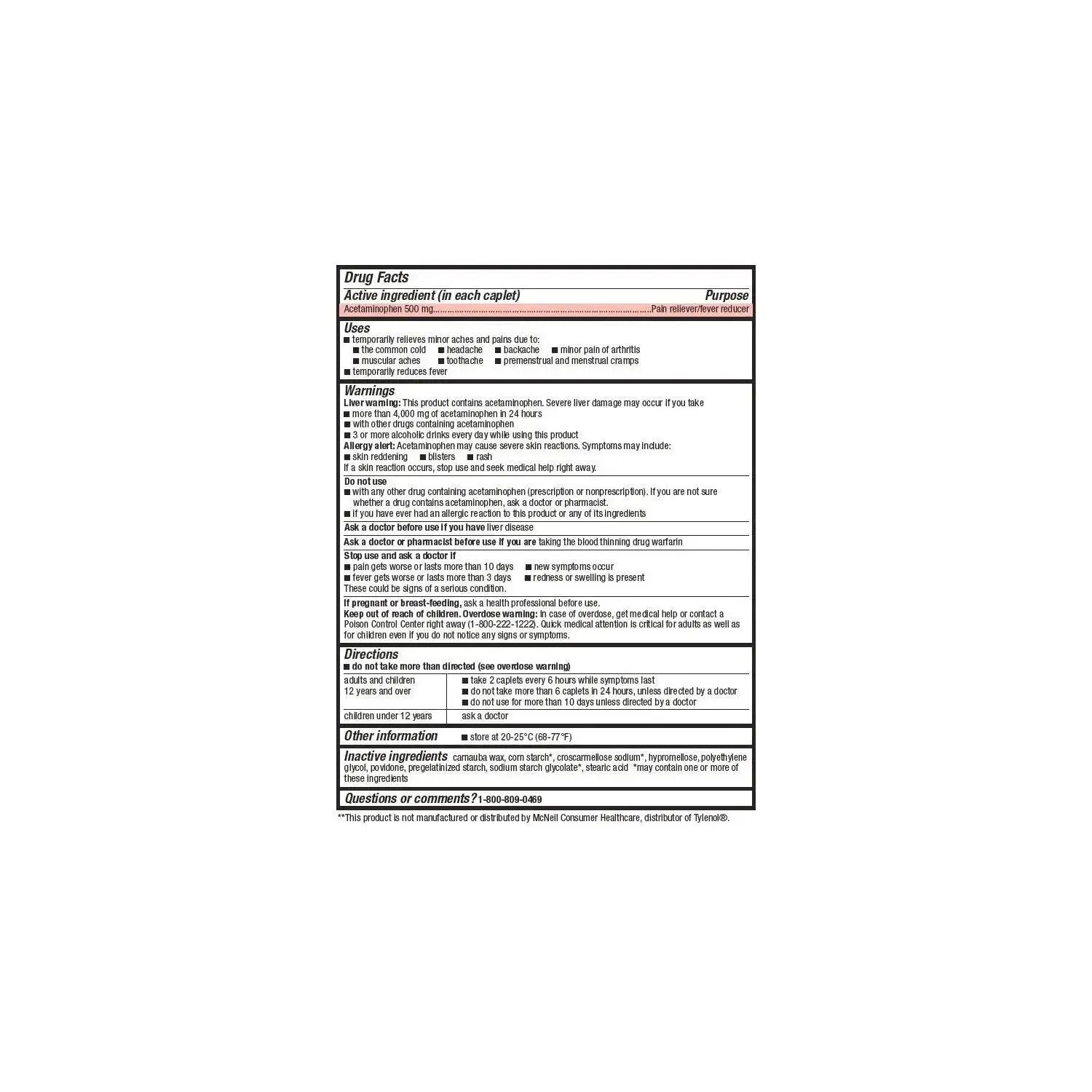 Members Mark Acetaminophen, 1200 Caplets, Pain Reliever, 500 mg MEMBER´S MARKAu supplements