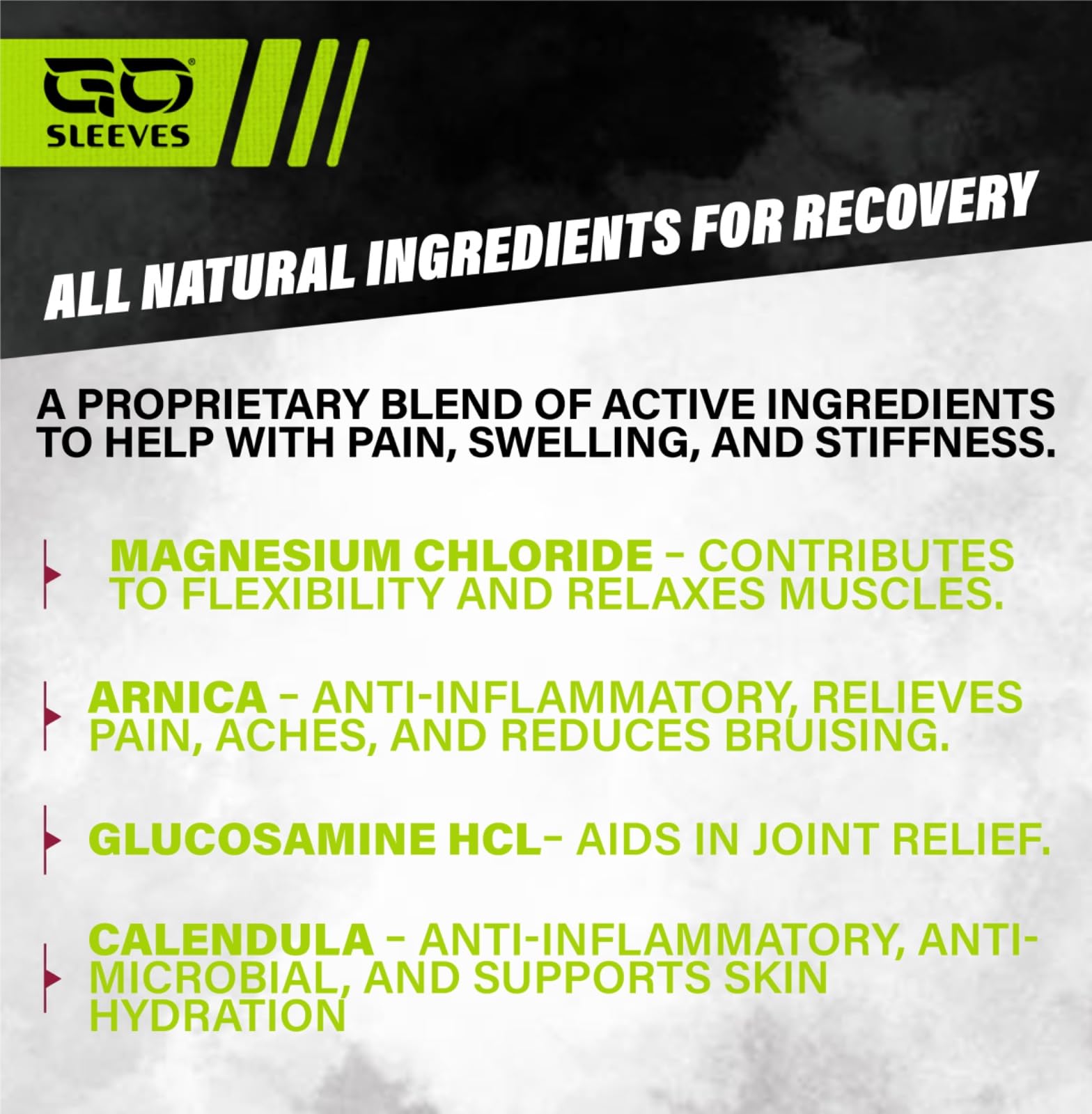 Go Sleeves Sports Recovery Cream - Concentrated Muscle and Joint Recovery Lotion – Magnesium Chloride Cream with Arnica for Muscle Pain and Stiffness from Running, Exercise, Backache – 2 Ounces GO SLEEVESAu supplements