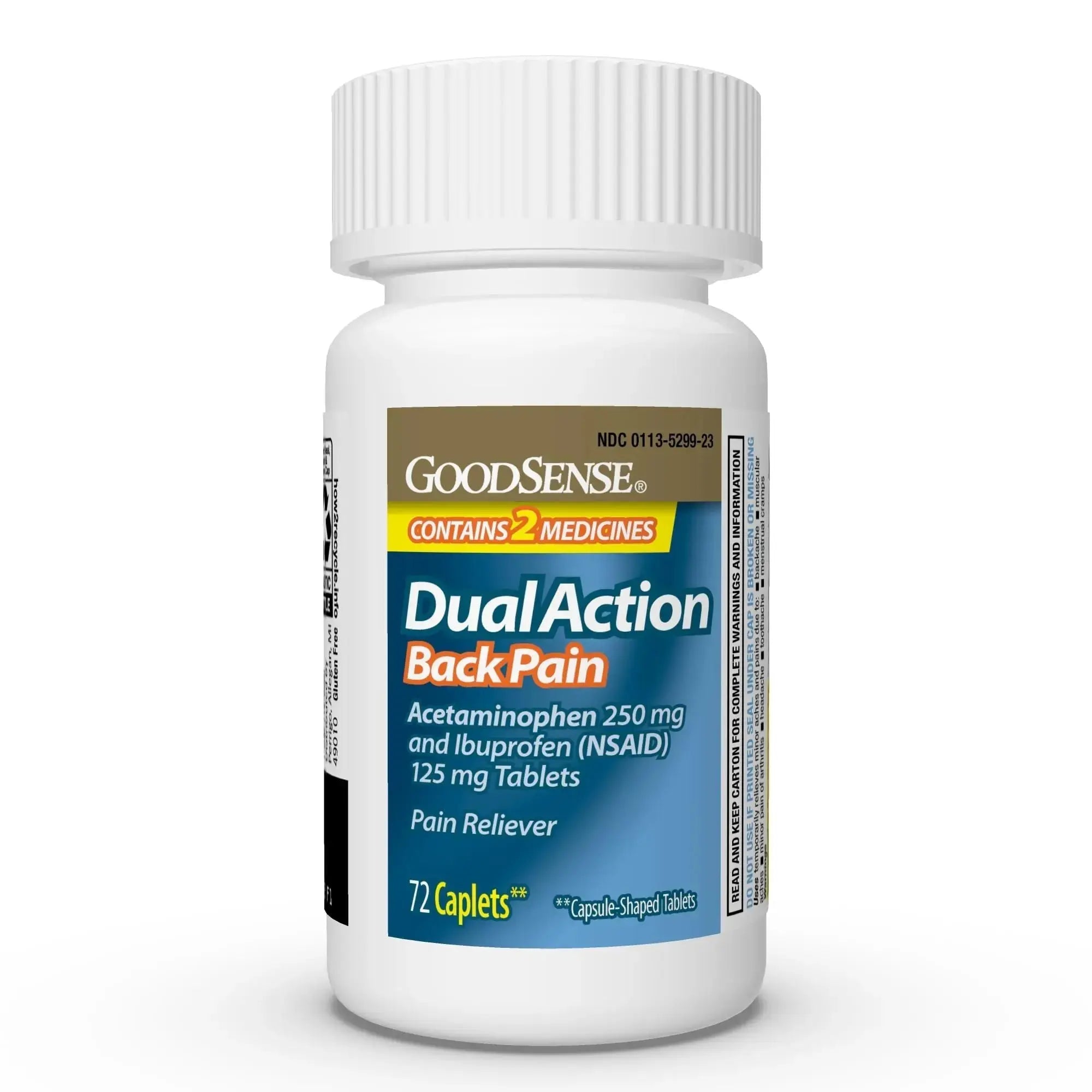 GoodSense Dual Action Acetaminophen and Ibuprofen (NSAID) Tablets, 250 mg/125 mg, Back Pain, 72 Count GoodSenseAu supplements