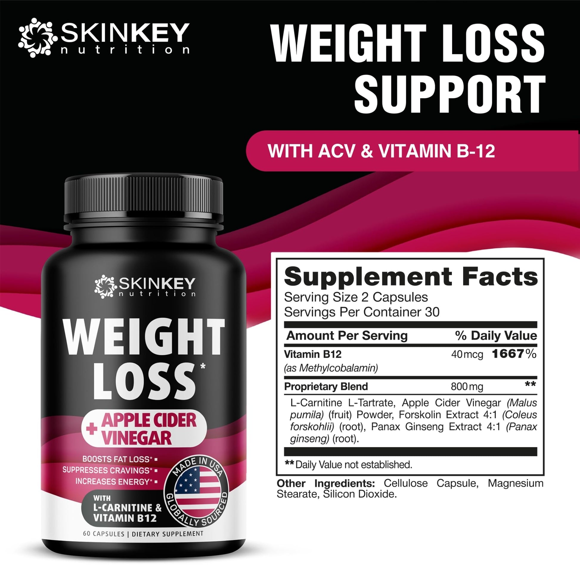 Weight Loss Pills for Women - Fat Burner Diet That Work Fast & Men Made in USA SKINKEY NutritionUS supplements