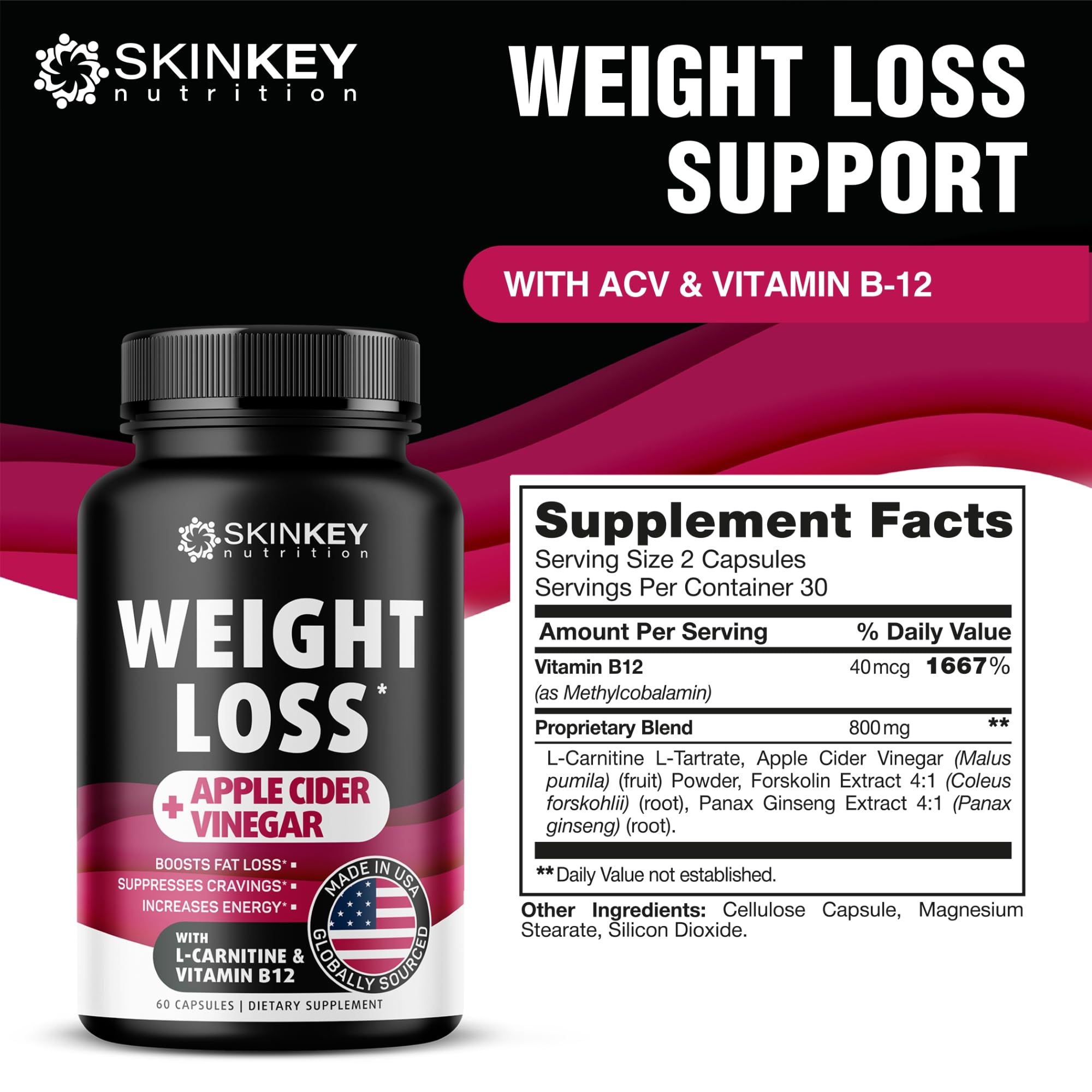 Weight Loss Pills for Women - Fat Burner Diet That Work Fast & Men Made in USA SKINKEY NutritionUS supplements