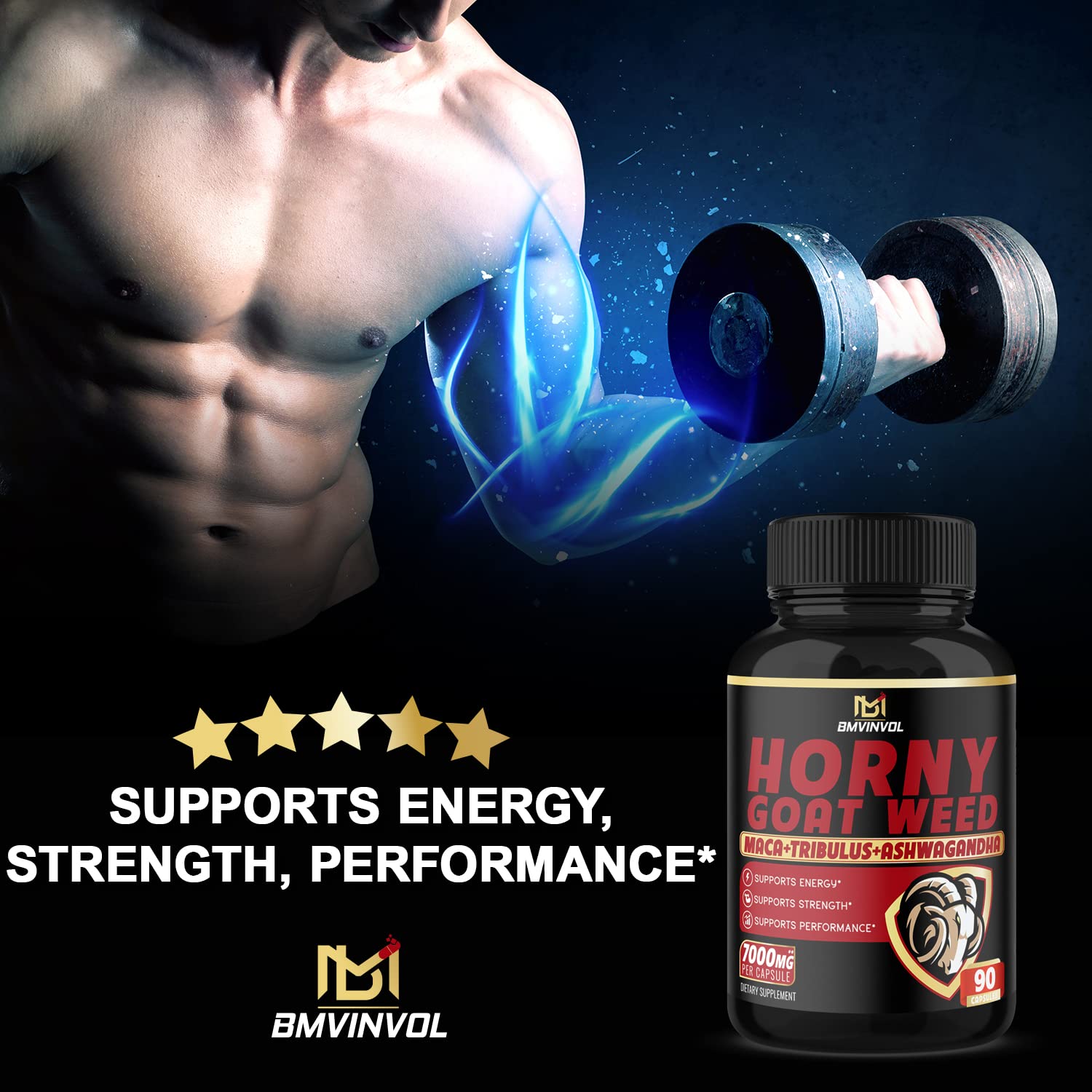BMVINVOL Horny Goat Weed Capsules - 7000mg Herbal Equivalent BMVINVOLAu supplements