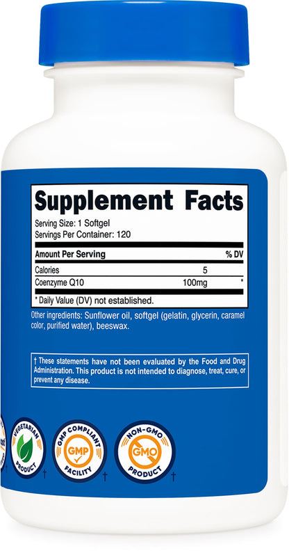 Nutricost CoQ10 Softgels (120 Servings / 100 Mg CoQ10 Per Serving) | Better Absorption NutricostUS supplements