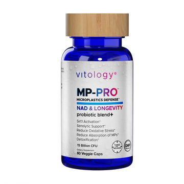 Vitology MP-PRO Microplastics Defense | 15 Billion CFU Probiotic + Antioxidant Blend | NMN, NAC, Glutathione, Resveratrol & Charcoal | Supports Cellular Detox, Longevity & Gut Health – 60 Capsules VitologyAu supplements