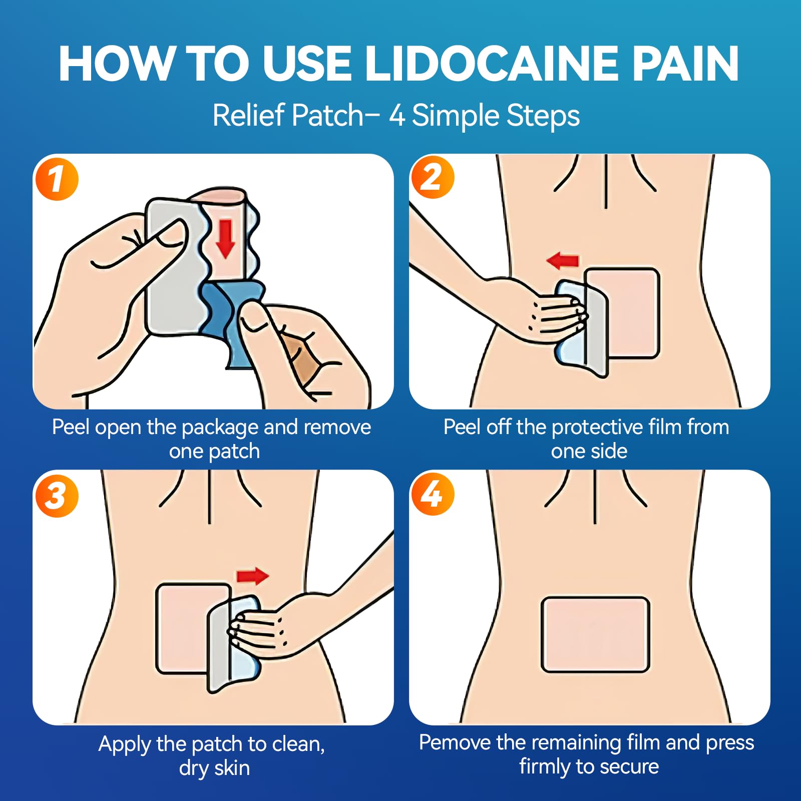 LOVPTFER 4% Lidocaine Pain Relief Patches – Maximum Strength Pain Patches, 12-Hour Long-Lasting Relief for Back, Neck, Shoulder & Joint Pain, Fast-Acting,–40 Count, 5.5” x 3.94” LOVPTFERAu supplements