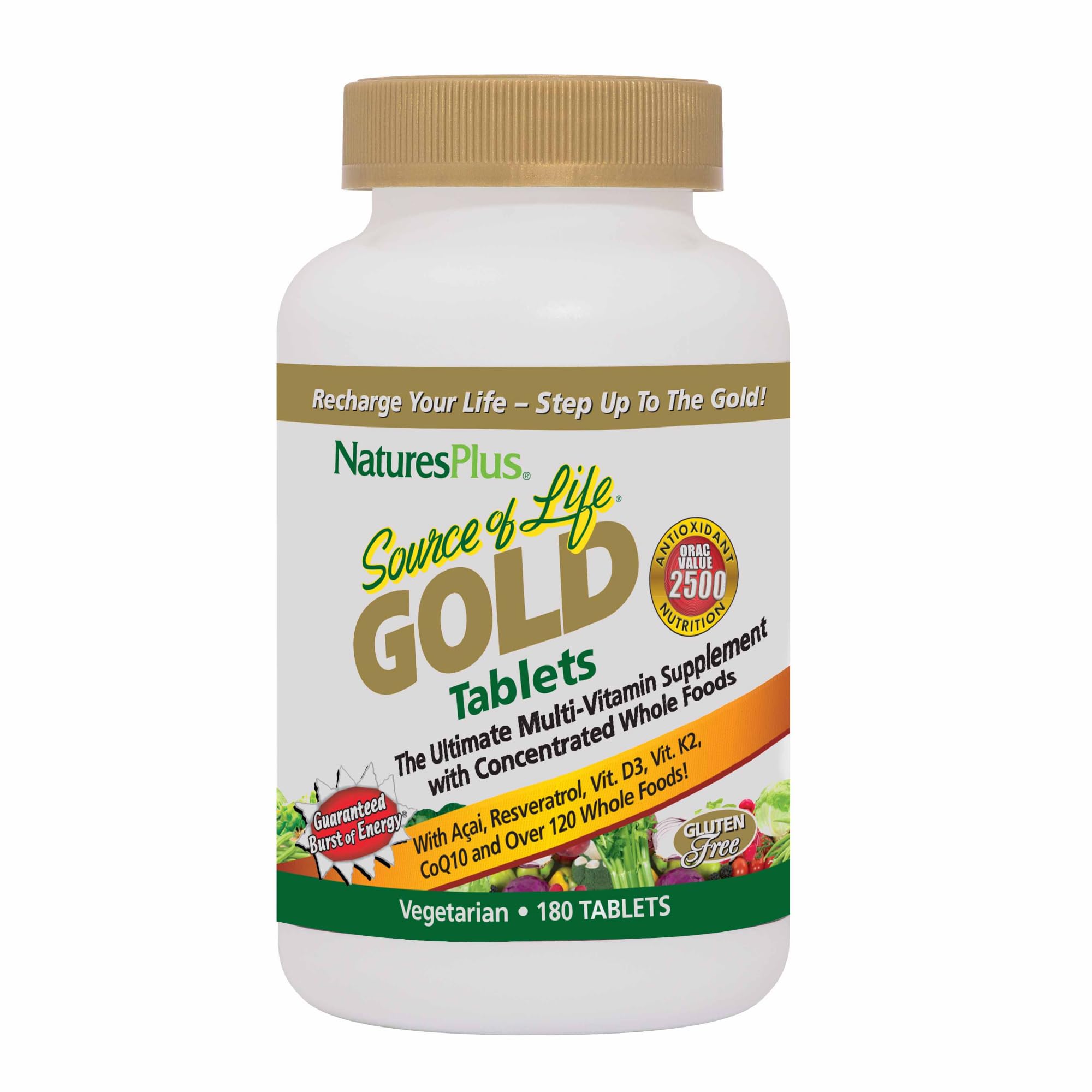 Natures Plus Source of Life Gold Multivitamin - 180 Tablets - Blood Support, Bone Support, Healthy Immune System NaturesPlusAu supplements