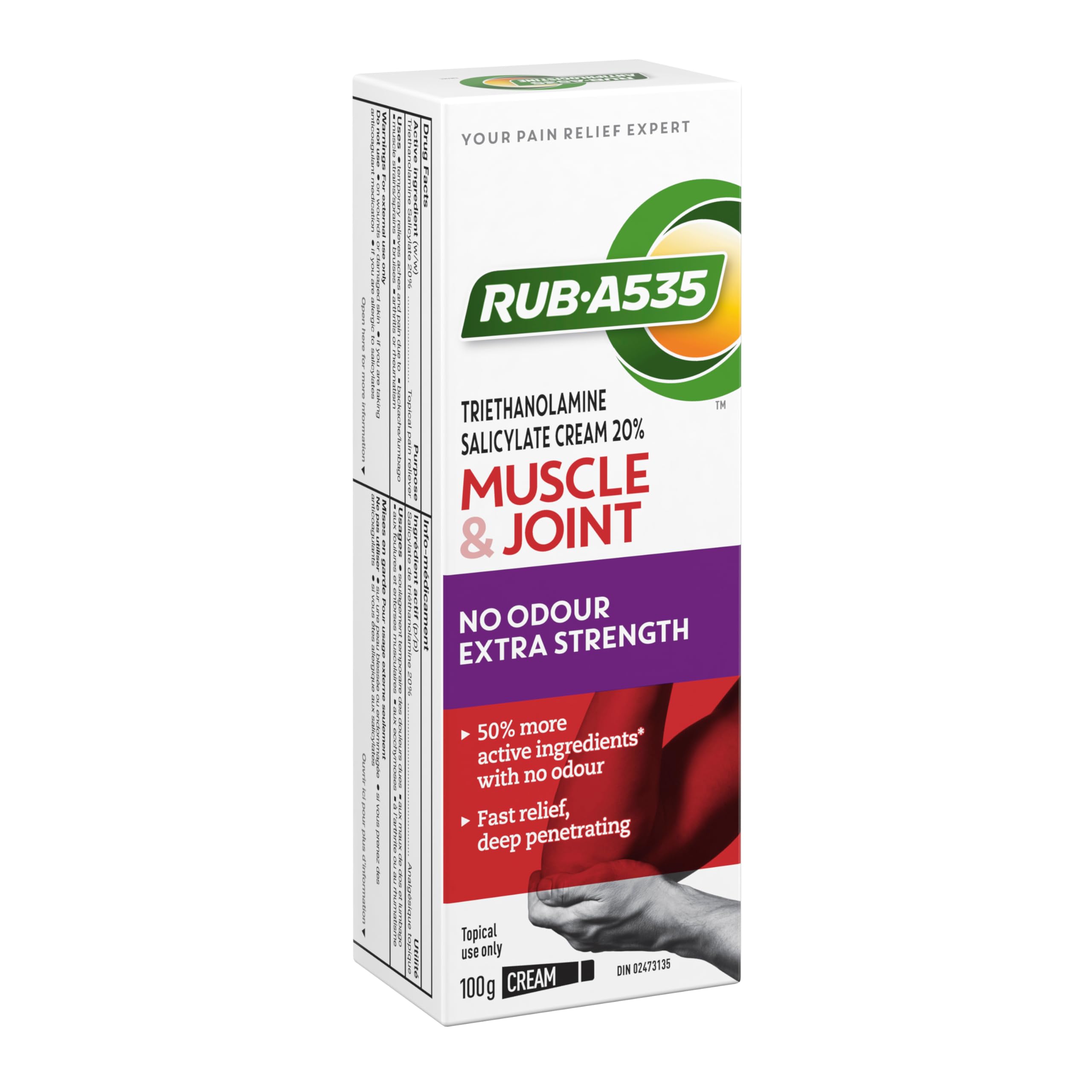 RUB A535 ULTRA STRENGTH NO ODOUR CREAM For Deep Penetrating Relief of Muscle, Joint & Arthritic Pain 100 g Rub A535Au supplements