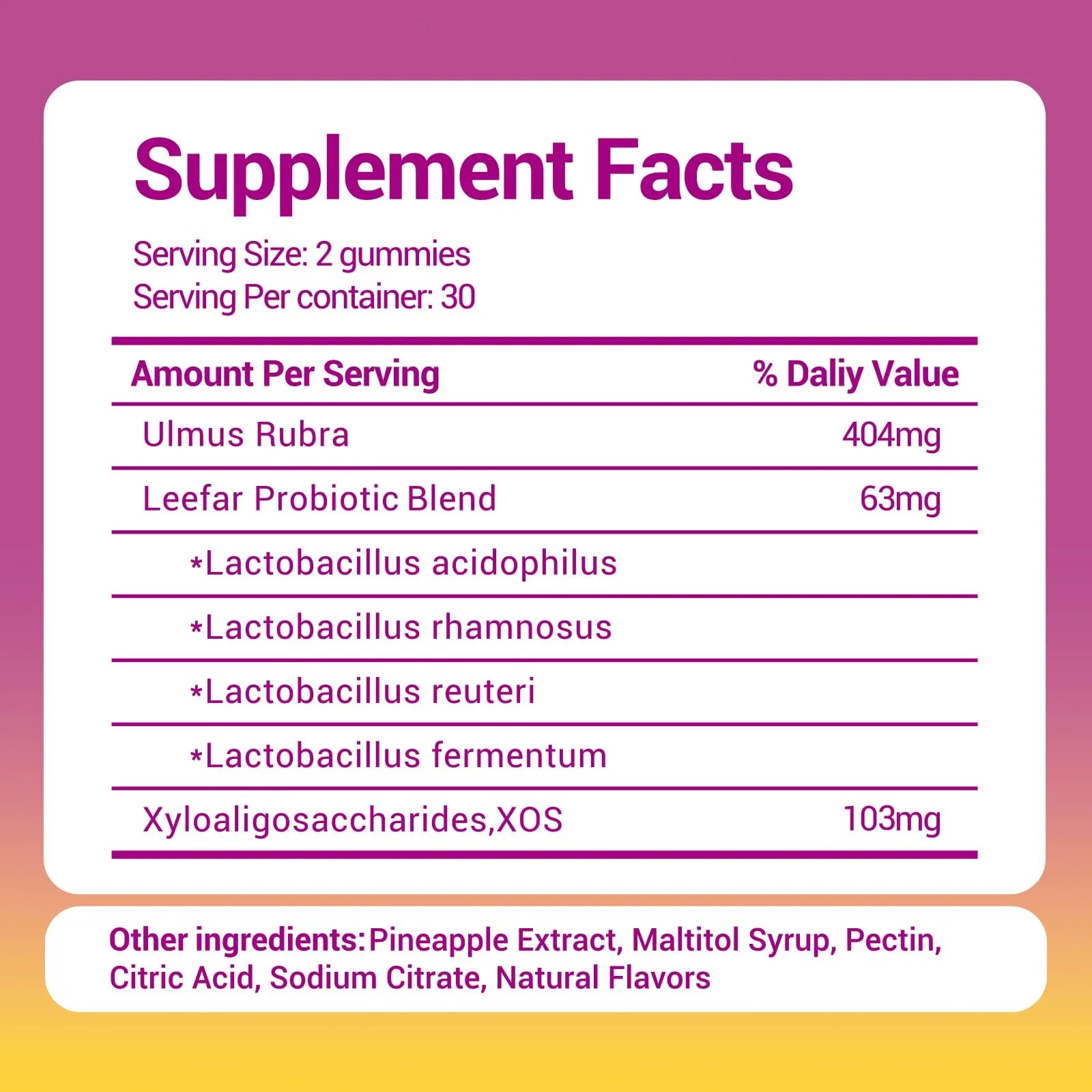 Her Juicy Women's Probiotic Gummies: Supports Women’s Wellness & pH Balance, Clean Vegan, Pineapple Flavor, Prebiotics & Lactobacillus Blend, with Slippery Elm, Gut Health & Immune Defense, 60 Gummies Heawdranz supplements