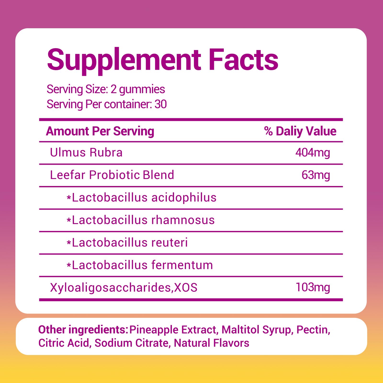 Her Juicy Women's Probiotic Gummies: Supports Women’s Wellness & pH Balance, Clean Vegan, Pineapple Flavor, Prebiotics & Lactobacillus Blend, with Slippery Elm, Gut Health & Immune Defense, 60 Gummies HeawdraAu supplements