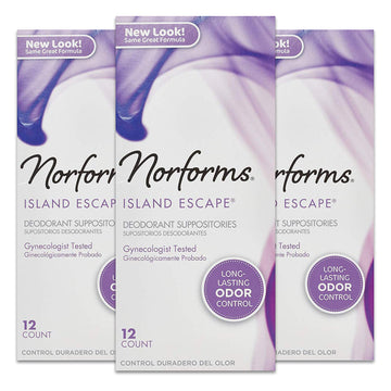 Norforms Feminine Deodorant Suppositories, Long Lasting Odor Control, Island Escape Scent, 12 Count NorformsAu supplements