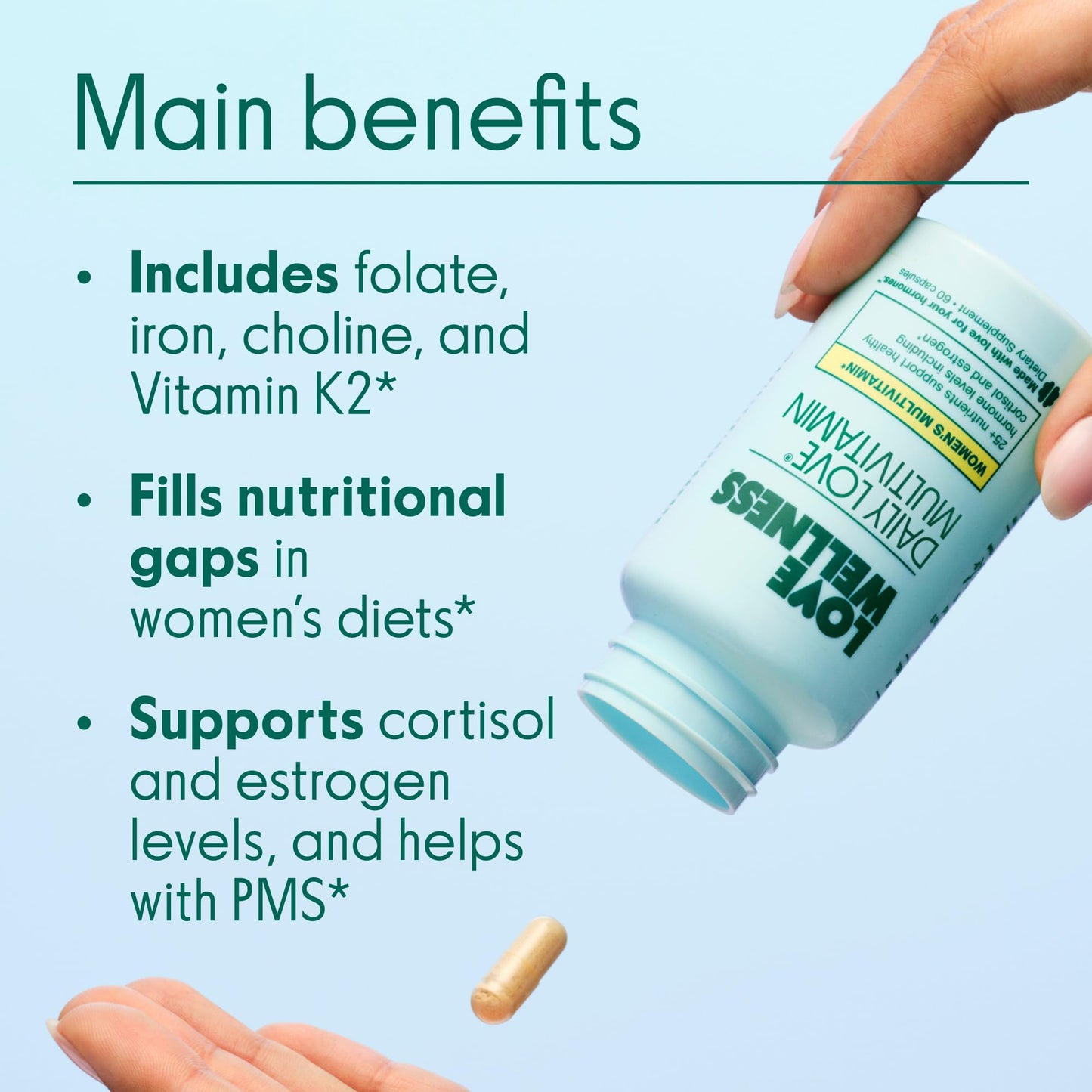 Love Wellness Daily Love Multivitamin for Women | Supports Energy, Cortisol, Immune Health, Stress Relief, & PMS | Complete with Vitamin D, C, Iron, Calcium, Zinc, & Biotin, Magnesium | 60 Count Love WellnessUS supplements