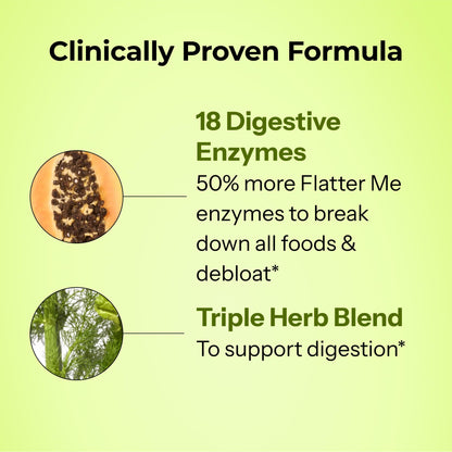 HUM Flatter Me Extra Strength Digestive Enzymes for Women, Men, Digestive Gut Bloating Supplement, Ginger, Peppermint Leaf, Fast Acting Anti Bloat HUMUS supplements
