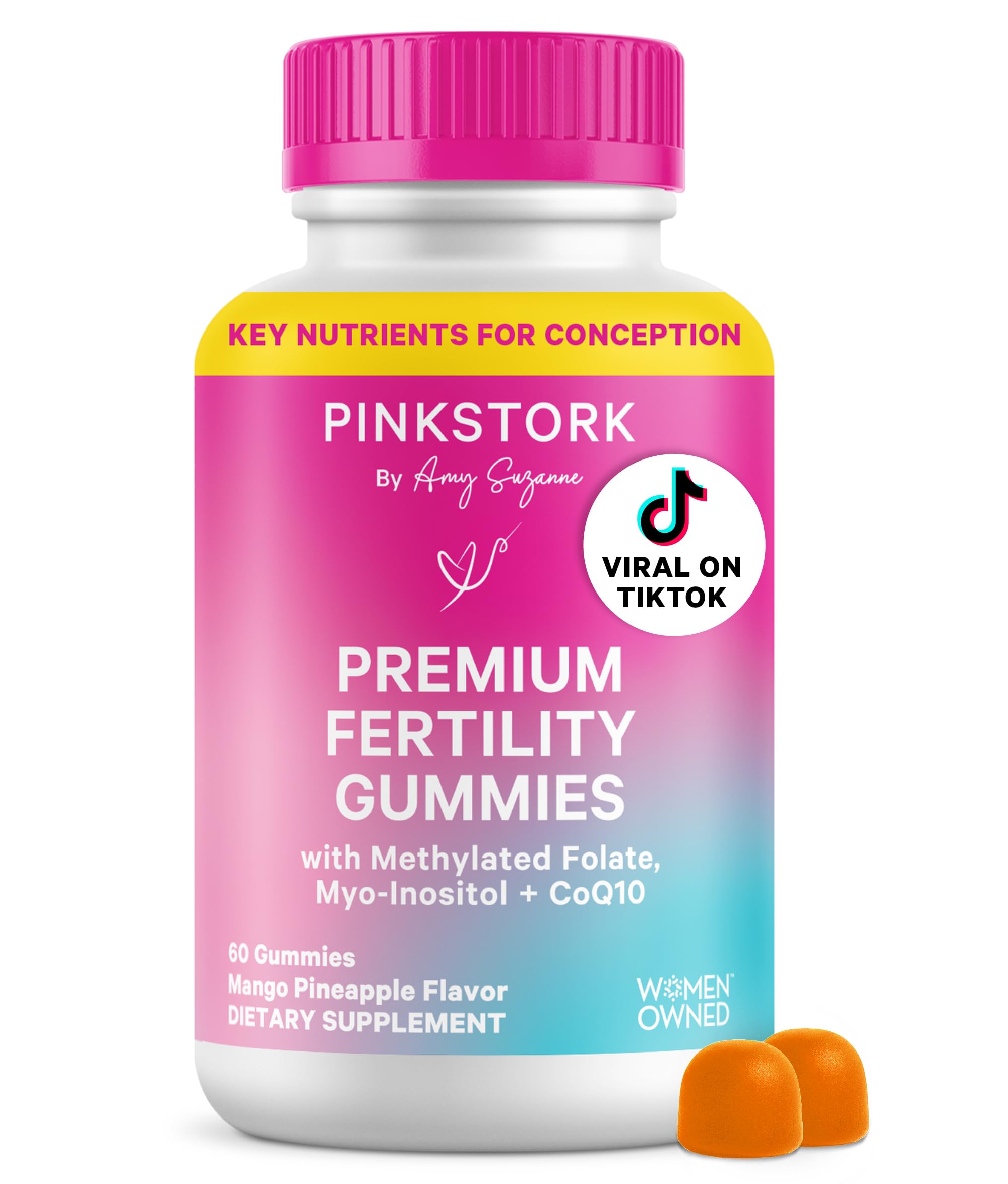 Pink Stork Premium Fertility Gummies | Fertility Supplements for Women with CoQ10, Myo-Inositol + Prenatal Vitamins | Conception Support | Hormone Balance for Women, Ovarian Care - 60 Gummies Pink StorkAu supplements