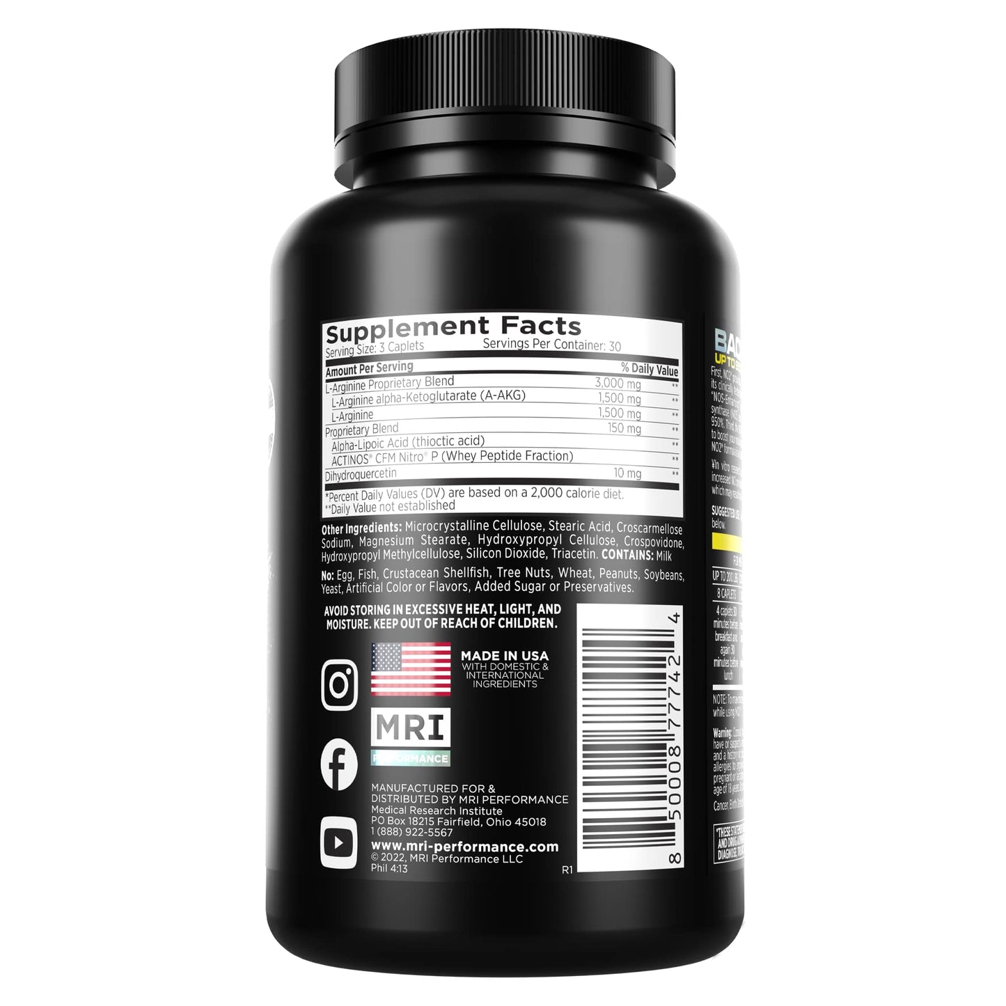 MRI Performance NO2 Nitric Oxide Original Formula All Day Perpetual Pump, Stim-Free MRIUS supplements