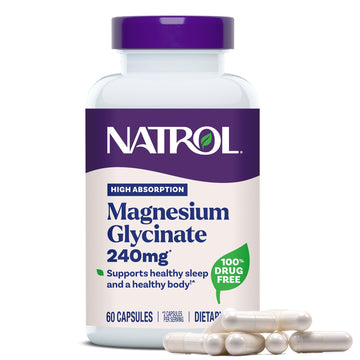 Natrol Magnesium Glycinate Supplements 240 mg - High Absorption - Calm Magnesium Glycinate for Sleep - 60 Capsules, 30 Day Supply NatrolAu supplements