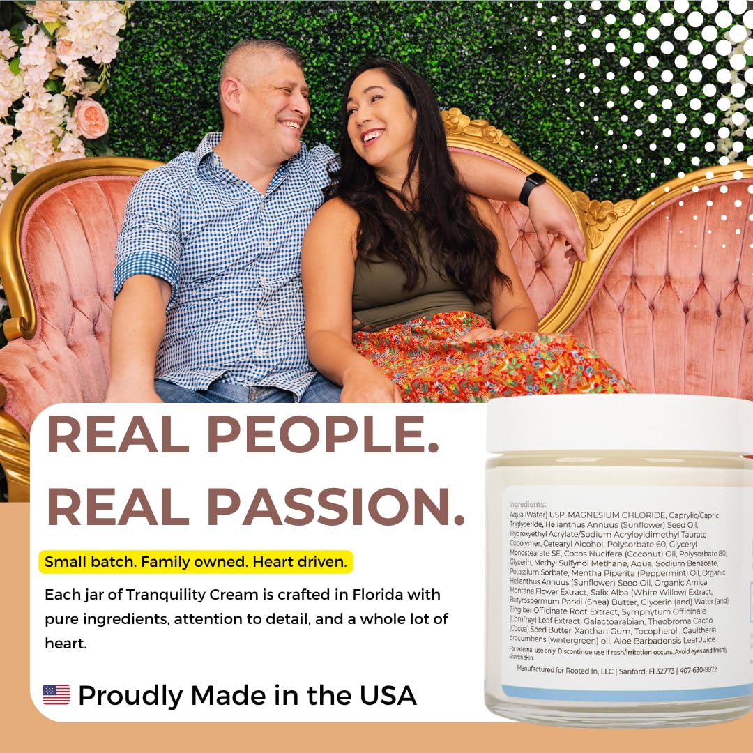 Rooted In Relief Magnesium Cream – 500mg Magnesium Chloride per Teaspoon – Enriched with Arnica, Comfrey & Botanical Blend – Targeted Muscle Support & Topical Relaxation – 4 oz Glass Jar Rooted InAu supplements
