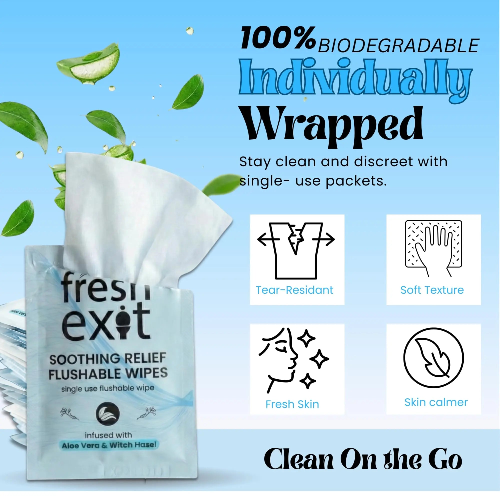 FreshExit Flushable Hemorrhoid Wipes – 36 Count – Individually Wrapped with Witch Hazel & Aloe Vera, Large Discreet Travel Wipes for Adults, Soothing & Gentle on Skin FreshExitAu supplements