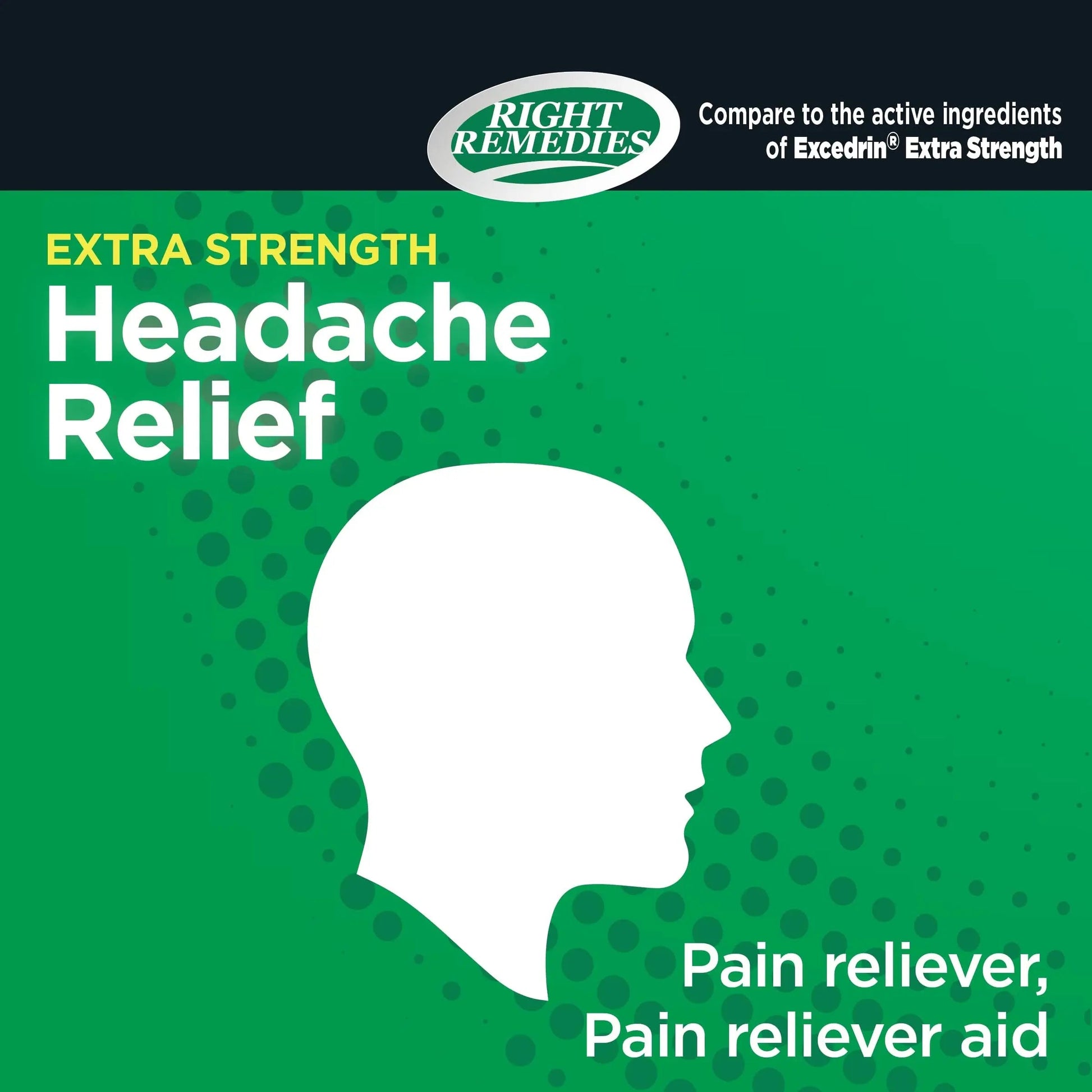 RIGHT REMEDIES Extra Strength Headache Relief with Acetaminophen, Aspirin (NSAID) & Caffeine, (300 caplets), Back & Body Pain Relief, Compare to The Active Ingredients in Excedrin® Extra Strength RIGHT REMEDIESAu supplements